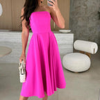 💖Limited Sale 50% OFF💖Elegant Solid Color Strapless Midi Dress