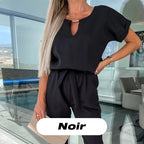 💕Limited Sale 50% OFF💕Women's Trendy V-Neck Short Sleeve Jumpsuit with Tie Waist