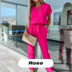 💕Limited Sale 50% OFF💕Women's Trendy V-Neck Short Sleeve Jumpsuit with Tie Waist