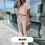 💕Limited Sale 50% OFF💕Women's Trendy V-Neck Short Sleeve Jumpsuit with Tie Waist