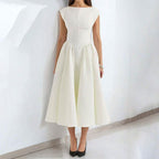 🎉💃Solid Color Sleeveless Waist Cinching A-Line Dress😍