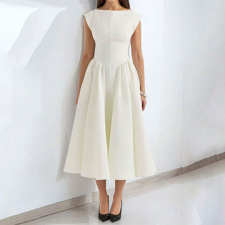 🎉💃Solid Color Sleeveless Waist Cinching A-Line Dress😍