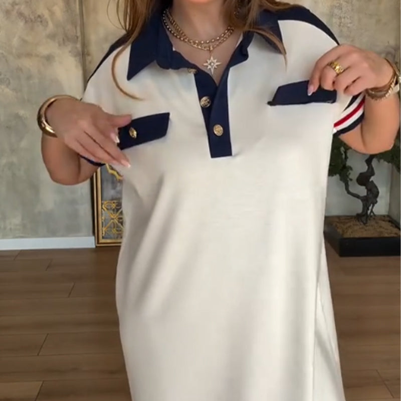 ✨ Lapel short-sleeved dress|A summer "paper man" god dress ⚡ that shows thin and hidden meat