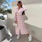 🌴Summer Specials🌴Fashion V-Neck Button Long Sleeve Floral Waist Dresses