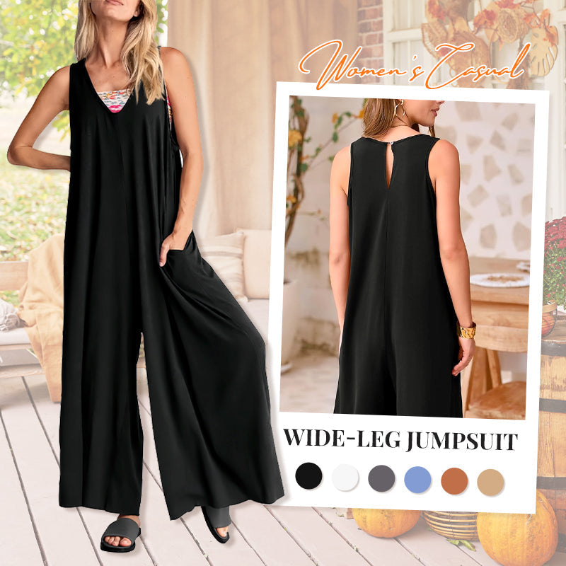 🌞Limited - Time 57% Off! 👗Summer - Ready Women's V - Neck Sleeveless Wide - Leg Jumpsuit 🌴