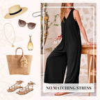 🌞Limited - Time 57% Off! 👗Summer - Ready Women's V - Neck Sleeveless Wide - Leg Jumpsuit 🌴