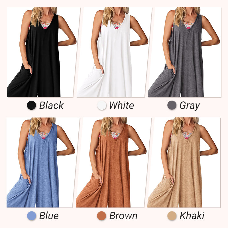 🌞Limited - Time 57% Off! 👗Summer - Ready Women's V - Neck Sleeveless Wide - Leg Jumpsuit 🌴