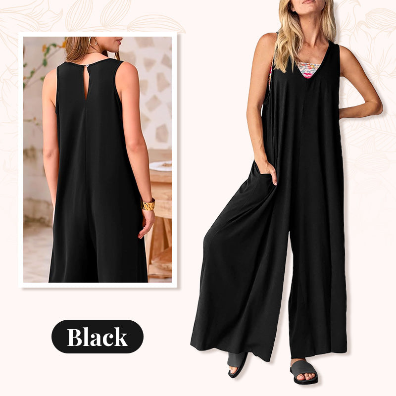 🌞Limited - Time 57% Off! 👗Summer - Ready Women's V - Neck Sleeveless Wide - Leg Jumpsuit 🌴