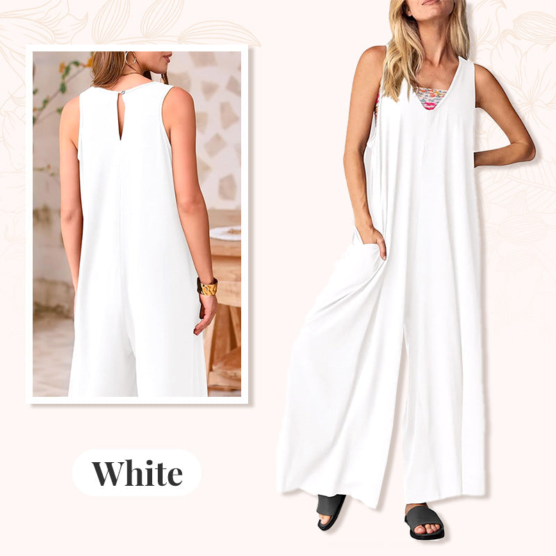 🌞Limited - Time 57% Off! 👗Summer - Ready Women's V - Neck Sleeveless Wide - Leg Jumpsuit 🌴