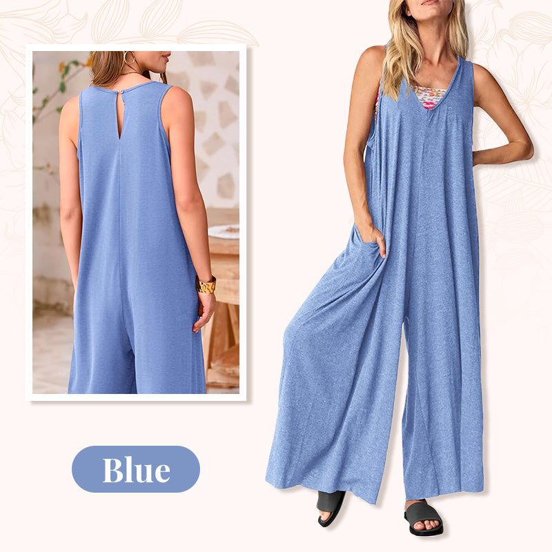 🌞Limited - Time 57% Off! 👗Summer - Ready Women's V - Neck Sleeveless Wide - Leg Jumpsuit 🌴