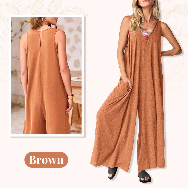 🌞Limited - Time 57% Off! 👗Summer - Ready Women's V - Neck Sleeveless Wide - Leg Jumpsuit 🌴