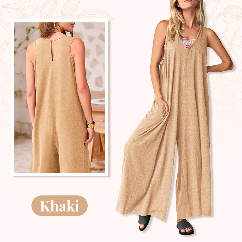 🌞Limited - Time 57% Off! 👗Summer - Ready Women's V - Neck Sleeveless Wide - Leg Jumpsuit 🌴