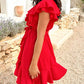 ⏰Final Hours! 50% Women's Elegant V Neck Ruffle Waist Dress✨