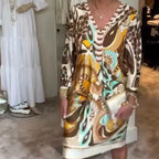 Women's Elegant 3/4 Sleeve V-Neck Dress