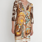 Women's Elegant 3/4 Sleeve V-Neck Dress