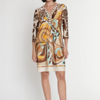 Women's Elegant 3/4 Sleeve V-Neck Dress