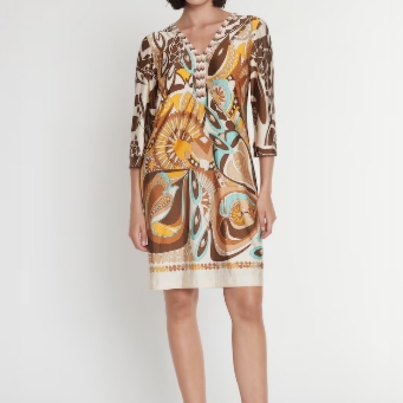 Women's Elegant 3/4 Sleeve V-Neck Dress