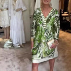 Women's Elegant 3/4 Sleeve V-Neck Dress