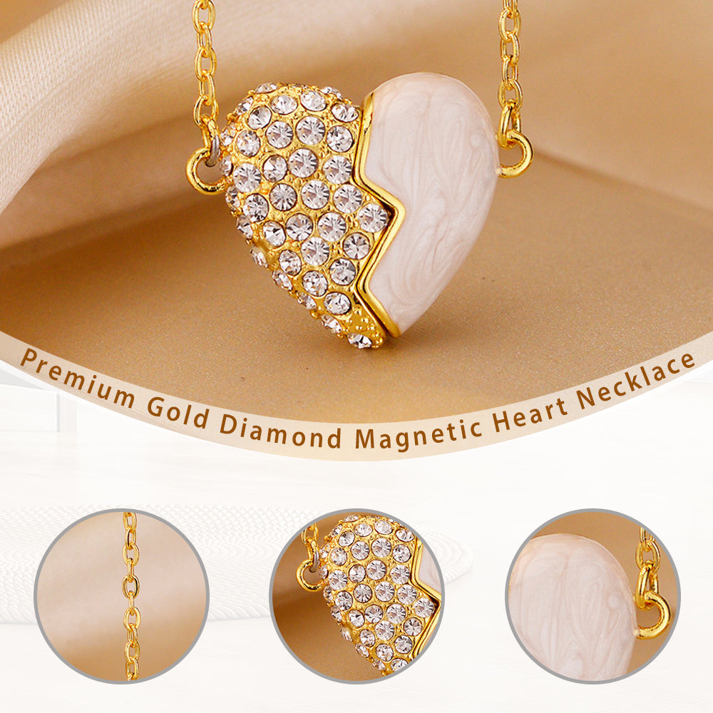 ✨ 2025 New Couple Necklace📿💖Premium Gold Diamond Magnetic Heart Necklace