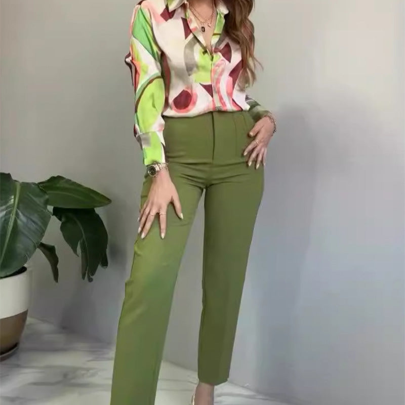 🌸 Women's Printed Shirt Wide-leg Pants Set (Haute Couture Fabric)