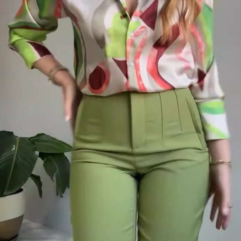 🌸 Women's Printed Shirt Wide-leg Pants Set (Haute Couture Fabric)