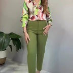 🌸 Women's Printed Shirt Wide-leg Pants Set (Haute Couture Fabric)
