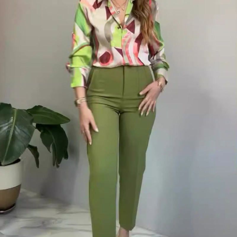 🌸 Women's Printed Shirt Wide-leg Pants Set (Haute Couture Fabric)