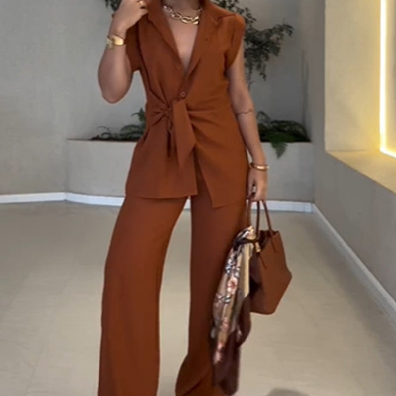 ✨ Waisted top × casual wide-leg trouser set unlocks a balanced aesthetic 👚👖 of sophistication and relaxation