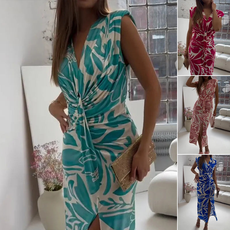 🌟2025 Sleeveless Print Slit Skirt ✨ Personality Print + Slit Design