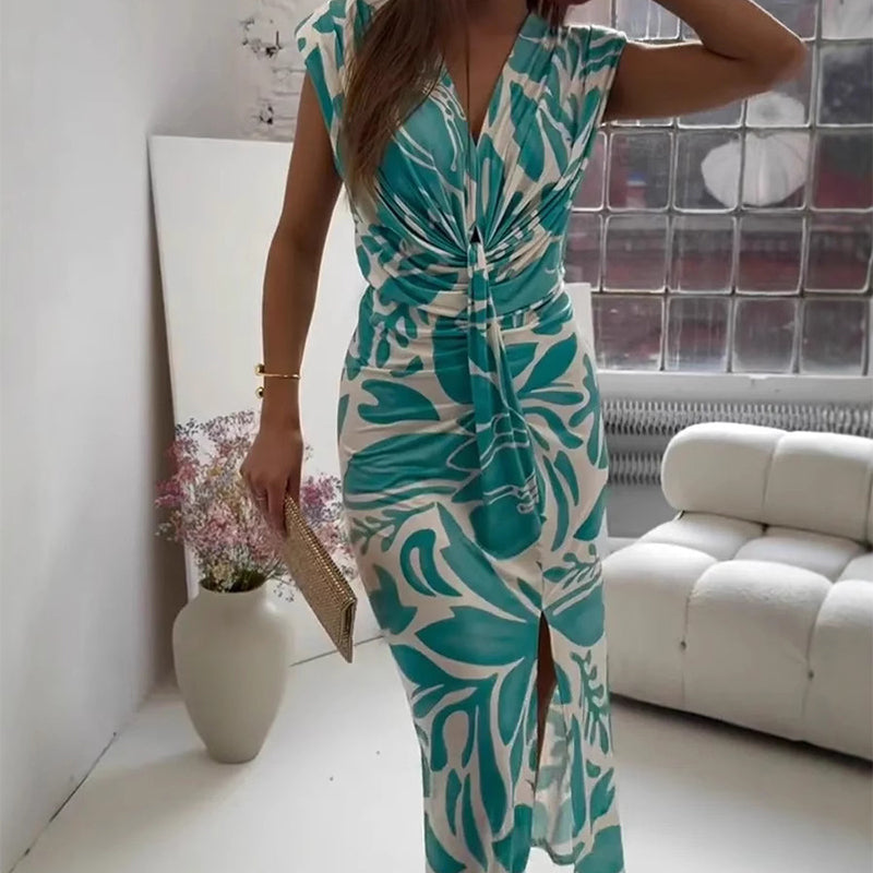 🌟2025 Sleeveless Print Slit Skirt ✨ Personality Print + Slit Design