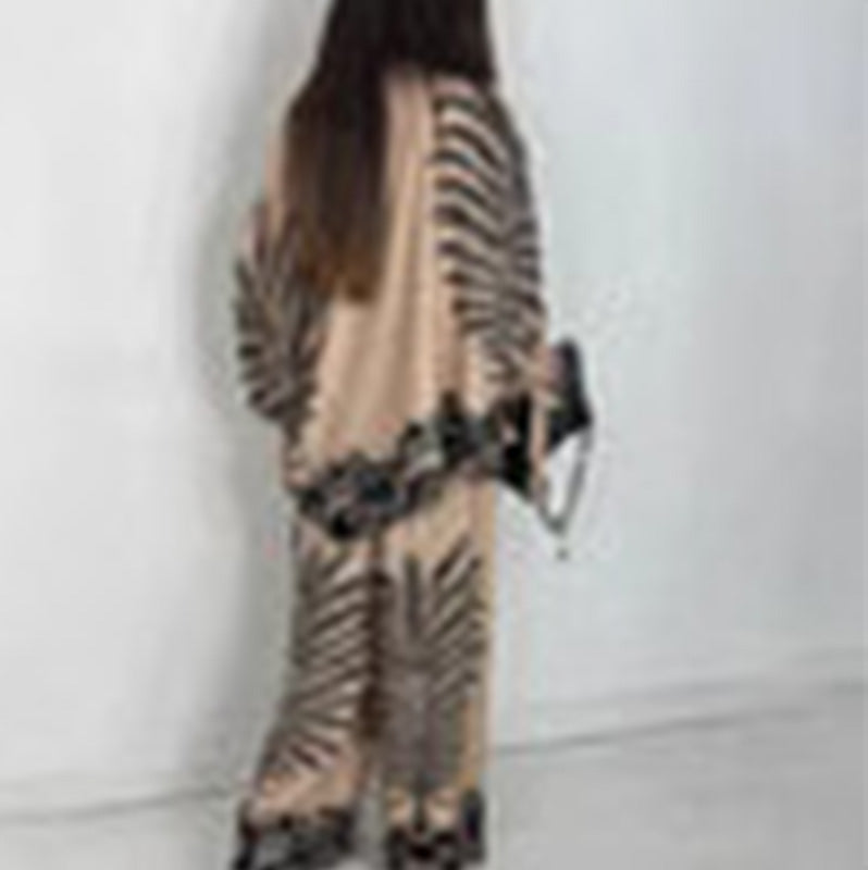 💖Limited Sale 50% OFF💖Women's Elegant Ethnic Style Printed Top Wide Leg Pants Set