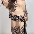 💖Limited Sale 50% OFF💖Women's Elegant Ethnic Style Printed Top Wide Leg Pants Set