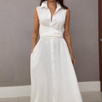 Draped crotch slim long skirt|sleeveless lace-up lazy slimming artifact OEKO-TEX® linen