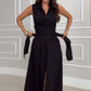 Draped crotch slim long skirt|sleeveless lace-up lazy slimming artifact OEKO-TEX® linen