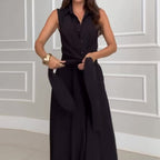 Draped crotch slim long skirt|sleeveless lace-up lazy slimming artifact OEKO-TEX® linen