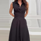 Draped crotch slim long skirt|sleeveless lace-up lazy slimming artifact OEKO-TEX® linen