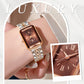 ⌚ Thin band diamond-encrusted mother-of-pearl disc! Ladies elegant quartz watch, wrist flow of light luxury charm~