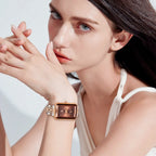 ⌚ Thin band diamond-encrusted mother-of-pearl disc! Ladies elegant quartz watch, wrist flow of light luxury charm~