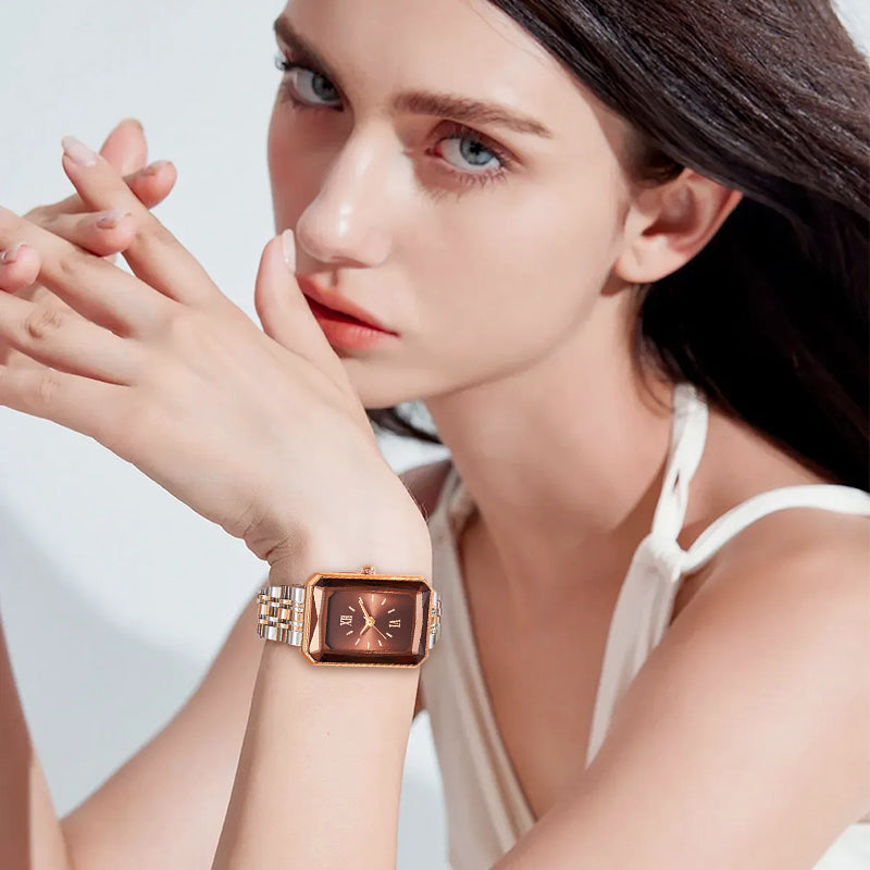 ⌚ Thin band diamond-encrusted mother-of-pearl disc! Ladies elegant quartz watch, wrist flow of light luxury charm~