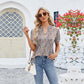 🌸2025 Summer Top! V-neck floral ruffle short-sleeved T-shirt 🌸
