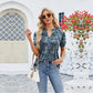 🌸2025 Summer Top! V-neck floral ruffle short-sleeved T-shirt 🌸