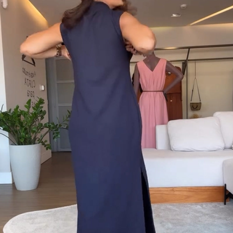 💖Internet celebrities with the same style💖Sleeveless Turtleneck Dress