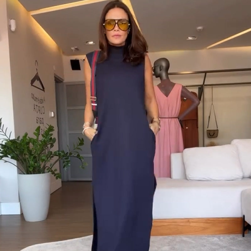 💖Internet celebrities with the same style💖Sleeveless Turtleneck Dress