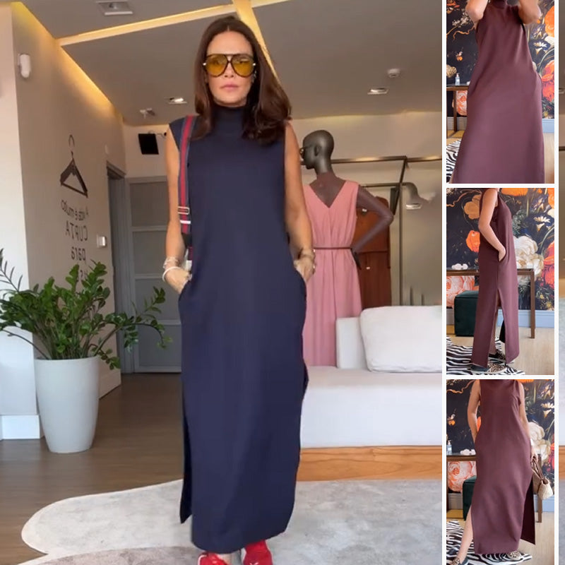 💖Internet celebrities with the same style💖Sleeveless Turtleneck Dress