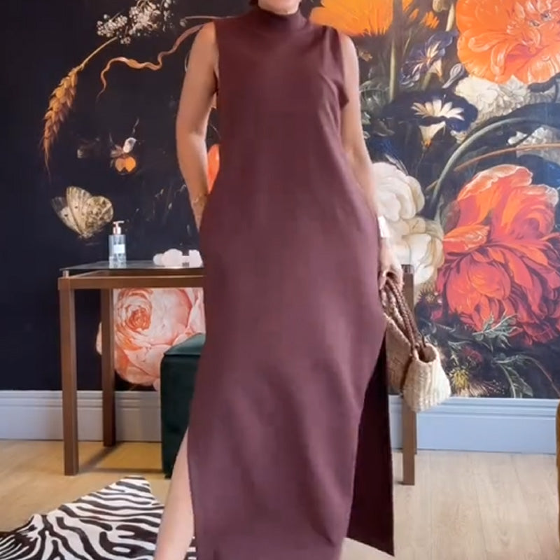 💖Internet celebrities with the same style💖Sleeveless Turtleneck Dress