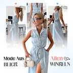 🌺2025 New! 50% OFF Women's Waistband Midi Jeans Dress ⏳