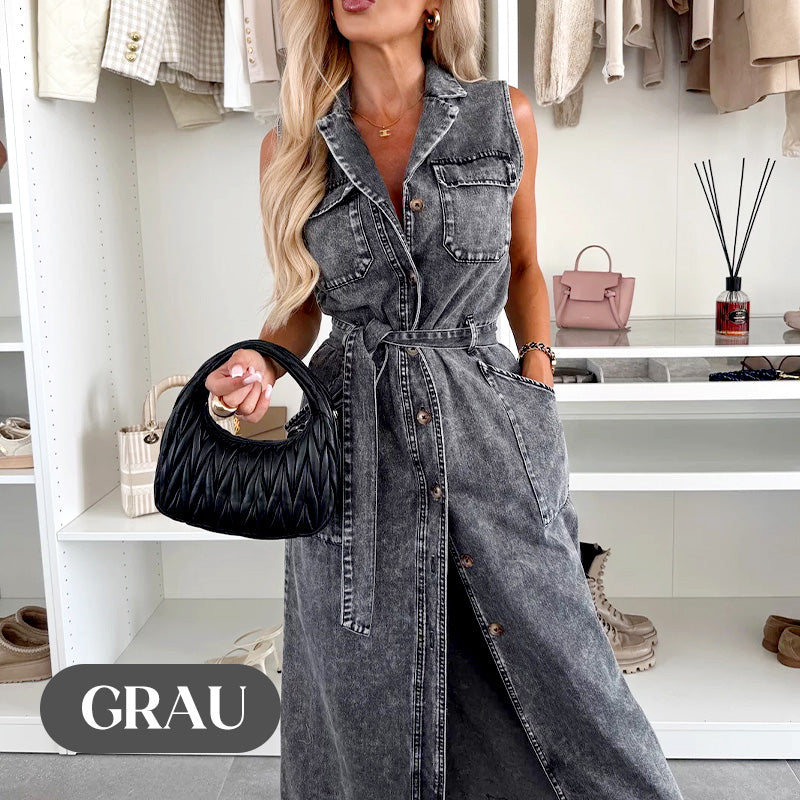🌺2025 New! 50% OFF Women's Waistband Midi Jeans Dress ⏳