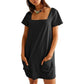 🌞 Summer Only! Square neck short-sleeved pocket dress ✨