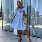 🌴 Summer limited ice silk puff sleeve dress|Sweat dissipates, always keep it light