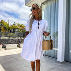 🌴 Summer limited ice silk puff sleeve dress|Sweat dissipates, always keep it light